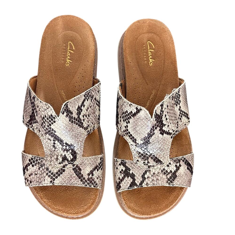 Clarks Arwell Walk Leather Sandal Sz 8W Excellent Shape!